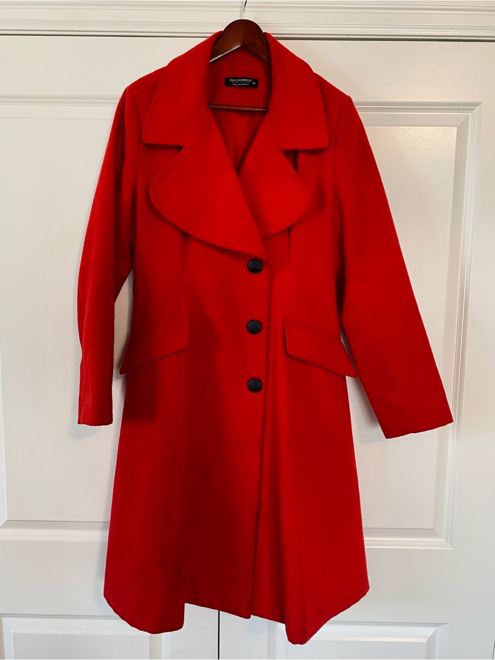 Rinascimento Red Wool-Blend A-Line Coat